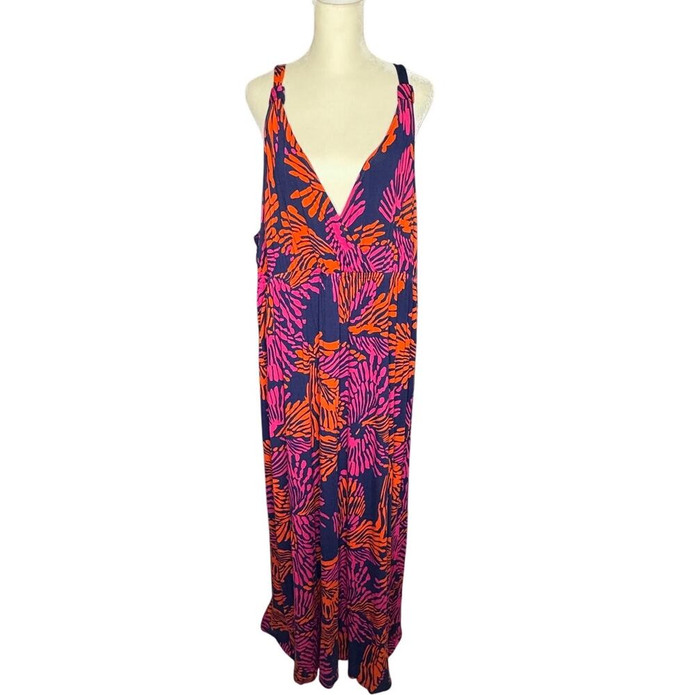 Lane Bryant Dress 18/20 Plus Maxi Dress With Crochet Racerback Vacay